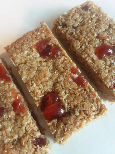 Cherry and Coconut Flapjack.